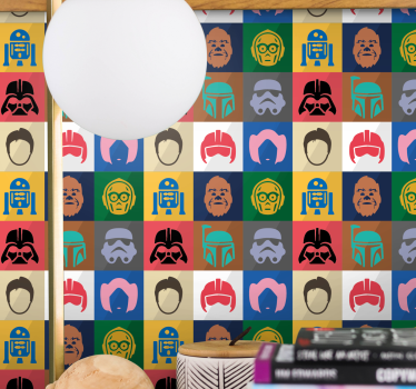 Iconisch karakterraster behang kunst - TenStickers