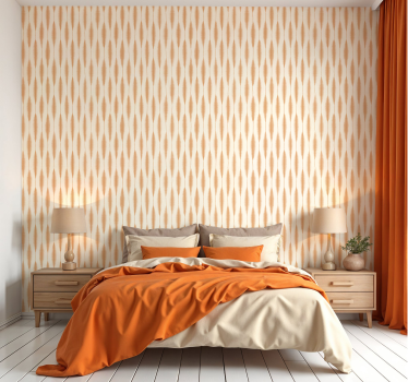 ikat kasuri oranje geometrisch behang - TenStickers