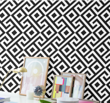 Ingewikkeld zwart-wit ontwerp behang geometrisch - TenStickers
