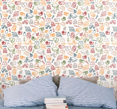 Kampeerkrabbels behang kunst - TenStickers