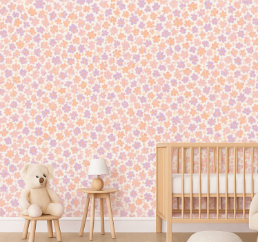 Kleine pastelkleurige bloemen behangpapier kinderkamer - TenStickers