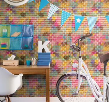 Kleurrijk baksteenmozaïek behang baksteen - TenStickers