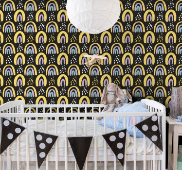 Kleurrijk regenboogpatroon babykamer behang - TenStickers