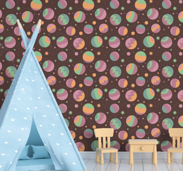 Kosmisch polkapatroon behangpapier kinderkamer - TenStickers