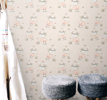 Mythisch konijnenmotief babykamer behang - TenStickers