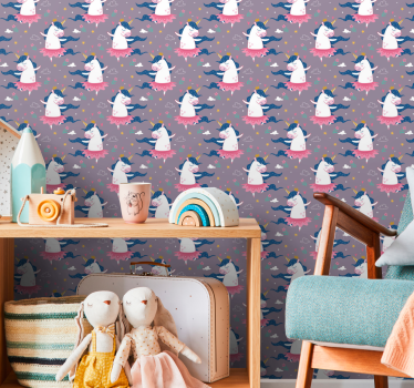 Mythische eenhoorns babykamer behang - TenStickers