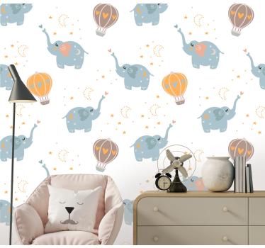 Olifantenballondans babykamer behang - TenStickers