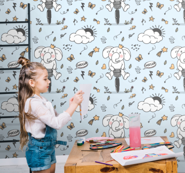 Olifantenritje babykamer behang - TenStickers