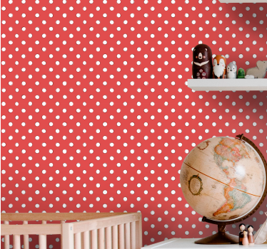 Rood en wit patroon stippenbehang - TenStickers