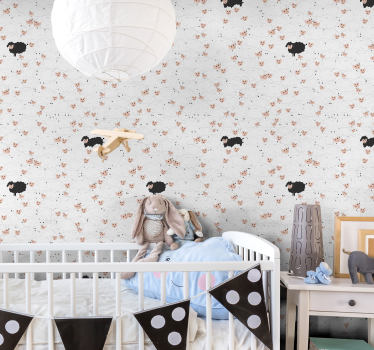 Schapenverrukkingsmotief babykamer behang - TenStickers