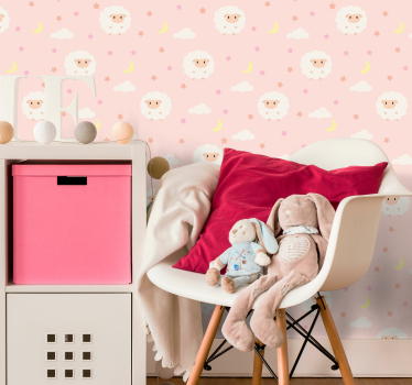 Schattig schapenpatroon babykamer behang - TenStickers