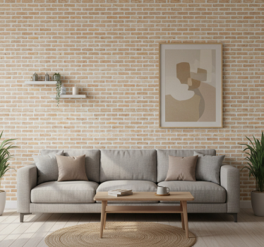 Behang baksteen licht horizontaal patroon - TenStickers