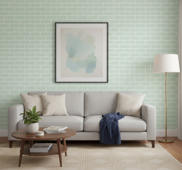 Behang baksteen groen elegant patroon - TenStickers