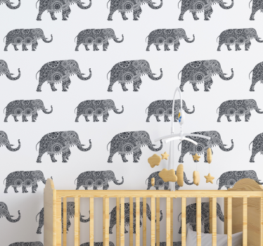 Sierlijke olifanten babykamer behang - TenStickers