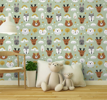 Slaapkamerbehang dieren in scandinavische stijl - TenStickers