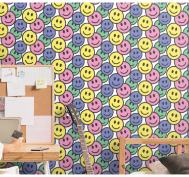 Smileypatroon behang kunst - TenStickers