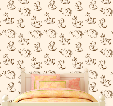 Speelse dierenschetsen babykamer behang - TenStickers
