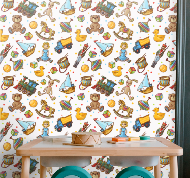 Speelse kinderkamermotieven babykamer behang - TenStickers