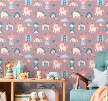 Sprookjes eenhoorns babykamer behang - TenStickers