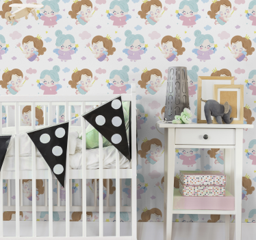 Magisch feeënpatroon babykamer behang - TenStickers