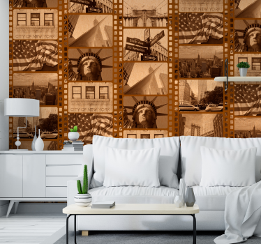 Oude filmbeelden new york behang - TenStickers