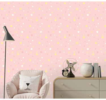 Sterren behang Roze achtergrondsterren - TenStickers