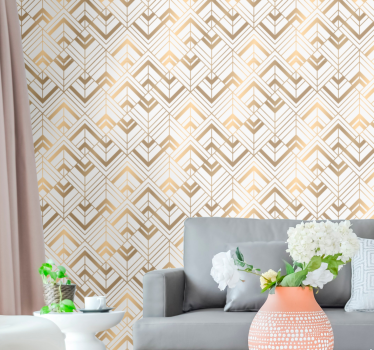 Stijlvol wit en gouden motief behang geometrisch - TenStickers