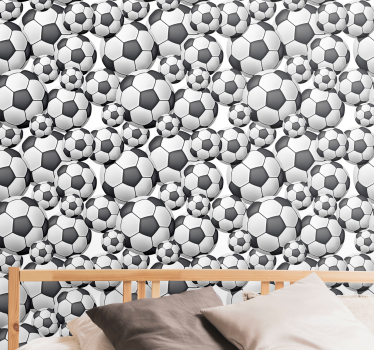 Voetbalbollen behangpapier kinderkamer - TenStickers