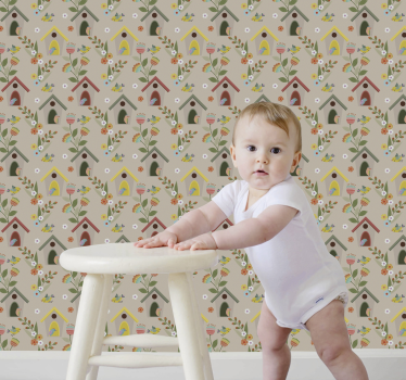 Vogelhuisje genot babykamer behang - TenStickers