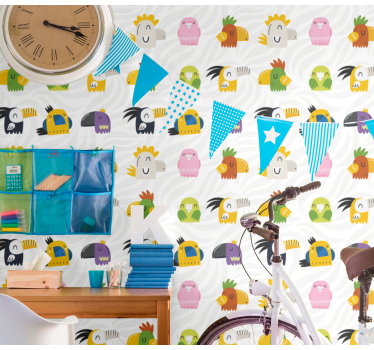 Vrolijke monstermuurschildering behangpapier kinderkamer - TenStickers