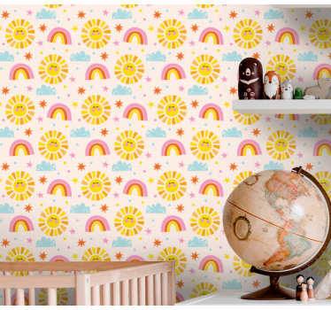 Zonneschijn regenbogen babykamer behang - TenStickers